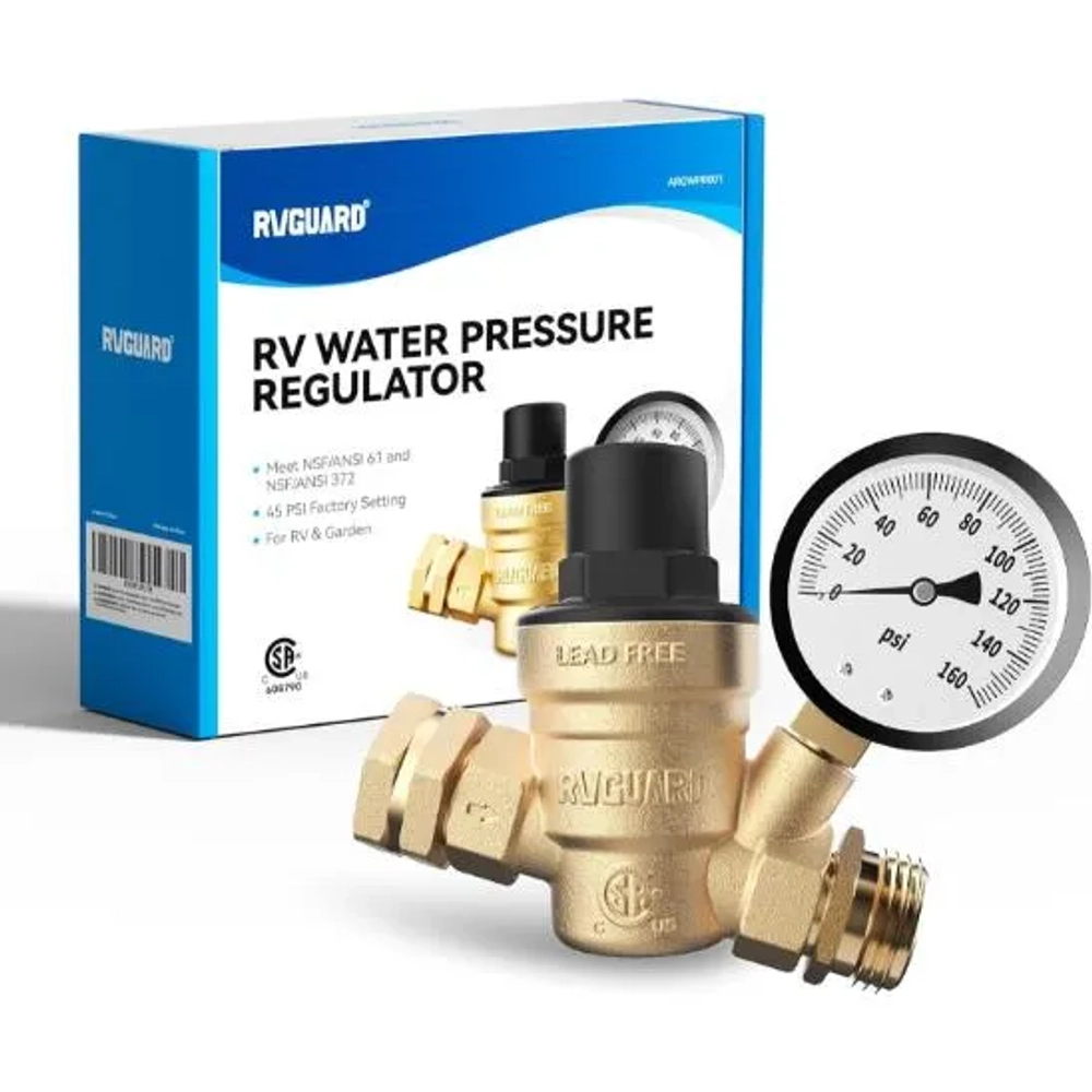 RVGUARD RV Water Pressure Regulator Valve with Adjustable Handle