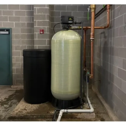 High-capacity industrial water softener by Rainbow Water Purification for Houston commercial facilities.