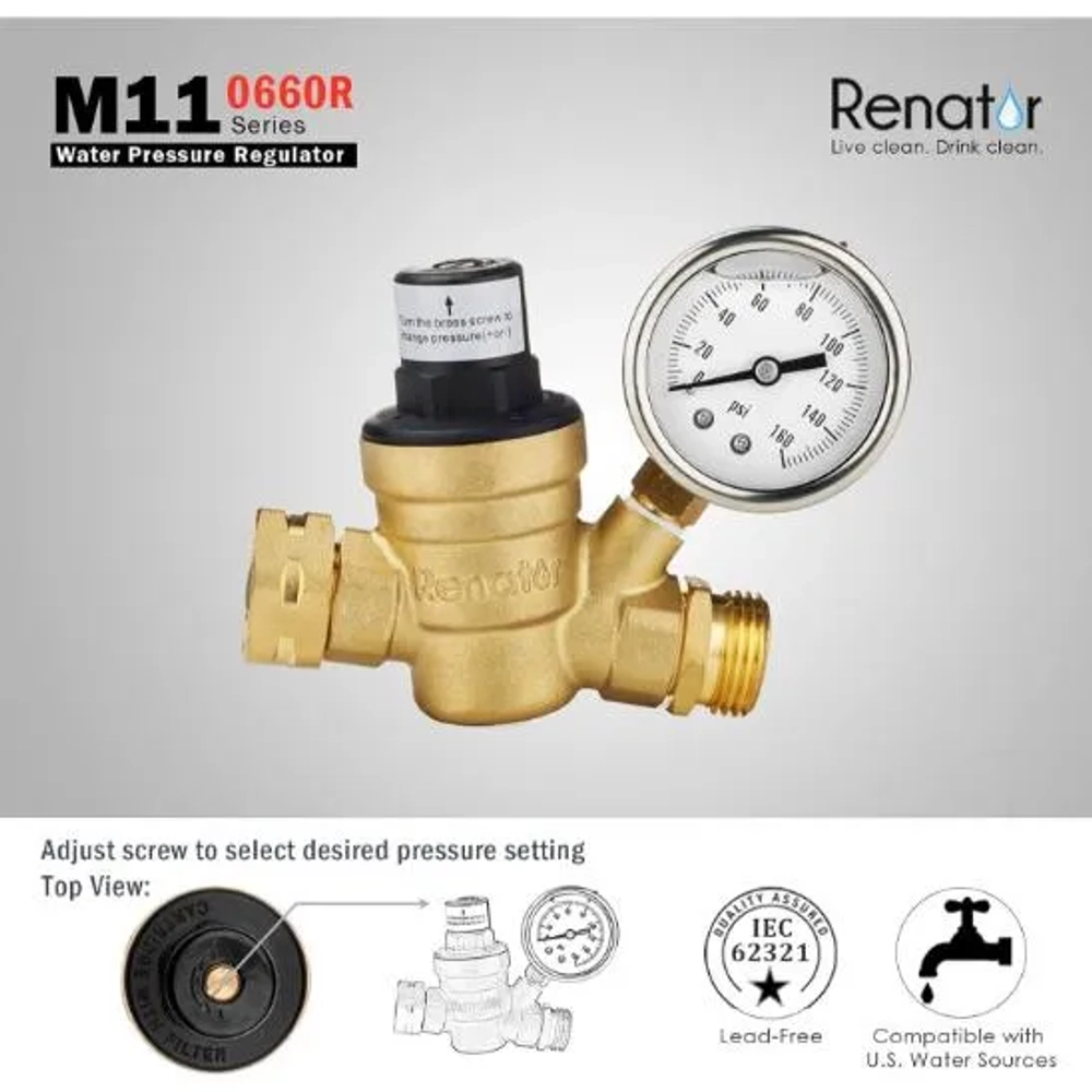 Renator RV Water Pressure Regulator for RV Camper