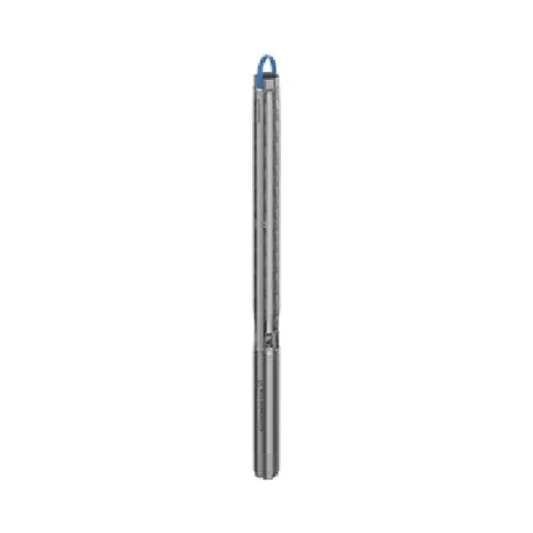 Grundfos SP 60-6B R submersible pump, all stainless steel, with blue lifting bail for high-flow wells.