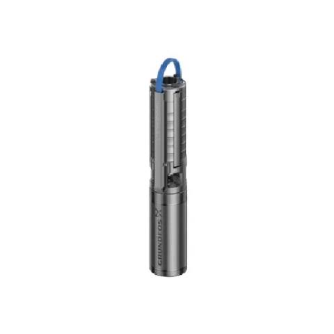 Stainless steel Grundfos SP deep well pump, durable construction, designed for high performance water supply.