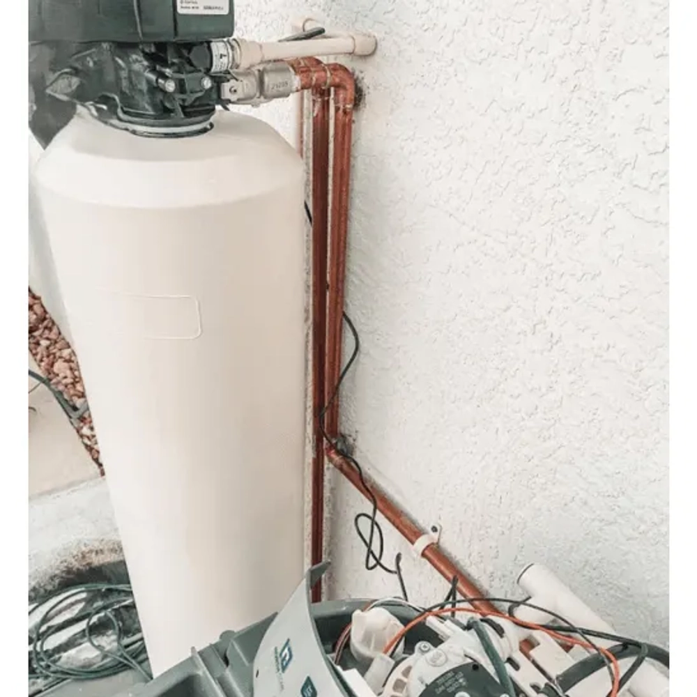 Residential water softener system professionally setup by Saint Pete Plumbing LLC for mineral-free household water
