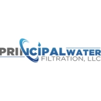 Logo for Principal Water Filtration, LLC, with a gray and blue color scheme, focusing on professional water filtration