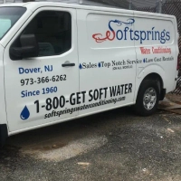 Company van for Softsprings Water Conditioning in New Jersey, offering sales and top-notch water service.