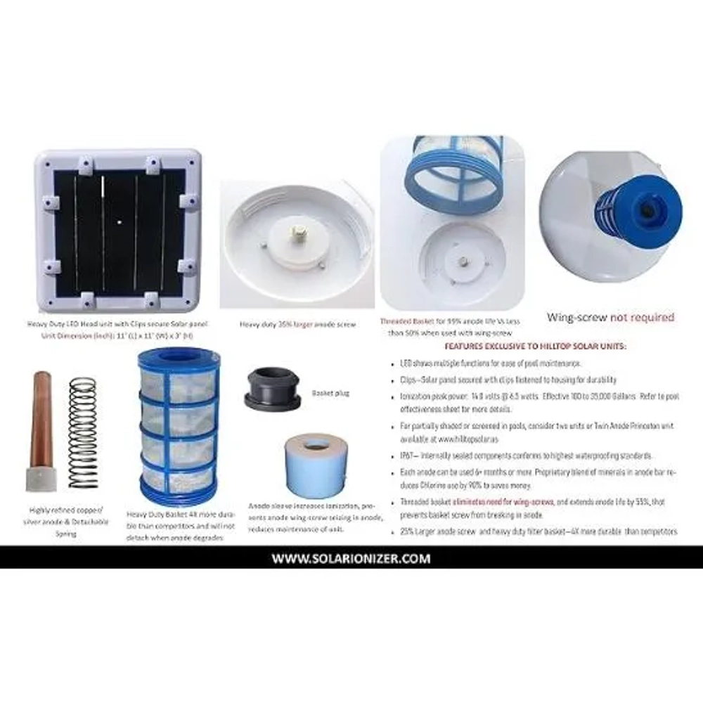 Solar Pool Ionizer 14.0 Volts with LED On/Off Indicator