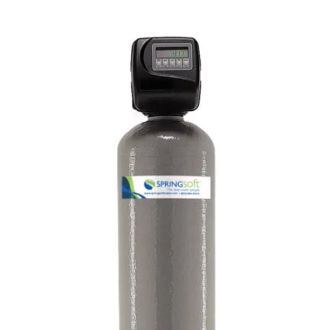 SpringSoft C Series Water Softener system up-close view of the branded tank and electronic valve.