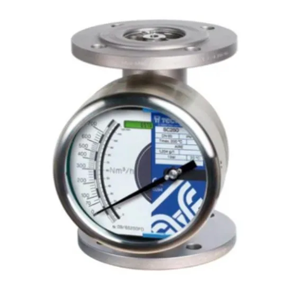 Tecfluid Metal Tube Flowmeter for extreme conditions; $15 \, \text{mm}$ to $150 \, \text{mm}$; flow rates up to $\mathbf{180,000 \, \text{LPH}}$. (Character Count: 114)