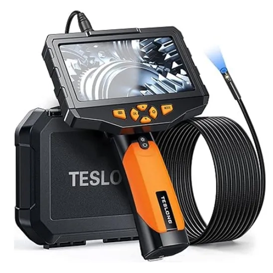 Teslong Dual Lens Endoscope Inspection Camera with Light and IPS Digital Screen.