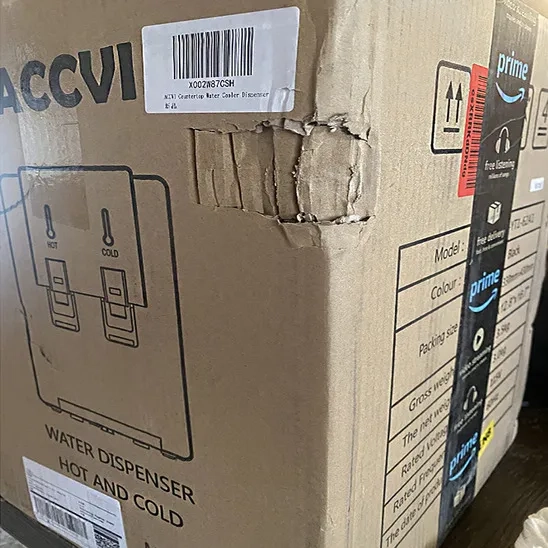 Package of the ACCVI Premium Countertop Water Dispenser is damaged.