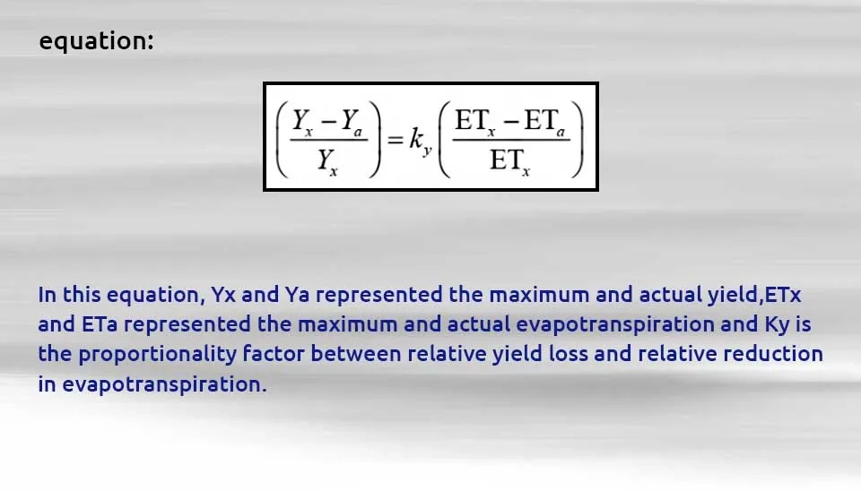 Doorenbos and Kassam equation, illustrating the relationship between crop yield and water use in crop modeling