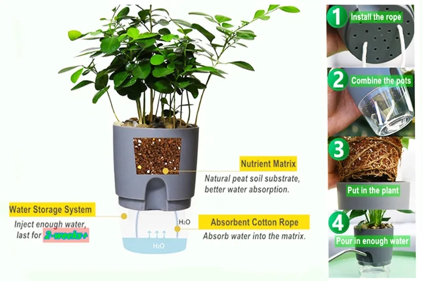 Steps to prepare The ETGLCOZY self watering pots.