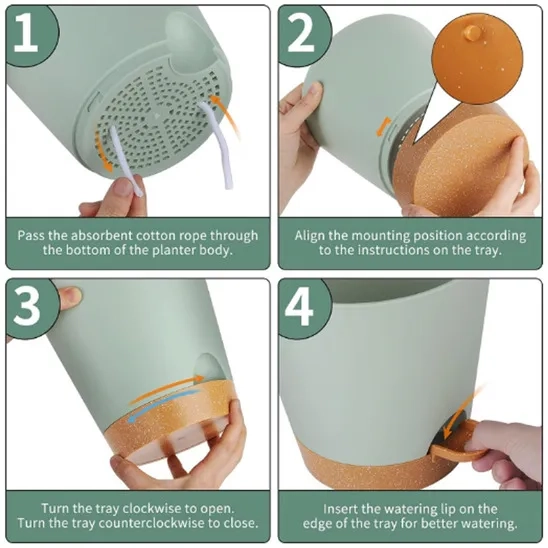 Four steps to prepare the GARDIFE self watering planter pots.