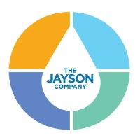 Logo for The Jayson Company, a water services provider, featuring blue text and a colorful circle.