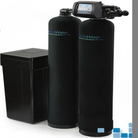 Multi-stage Nelsen Corporation water conditioner combining softening resin and carbon filtration media