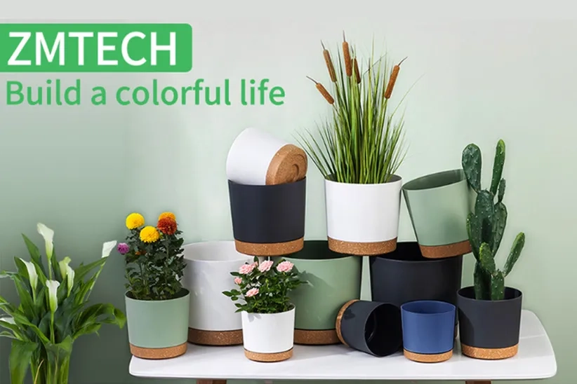  4 colors and different sizes of The ZMTECH Self Watering Planters.