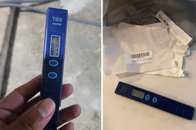 The ZeroWater TDS water meter  Poor quality; the screen broke (Left) The TDS meter was used before (Right)