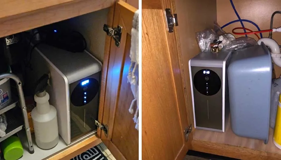 Reinmoson 8-Stage Reverse Osmosis Water Filter System fits well under the sink without taking up a lot of space.