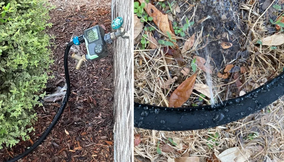 The water began to spew from the hose after 3 weeks (Left)  User noticed the Secbulk‎  tubing leaks just after the second use (Right)