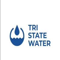 Blue logo for Tri State Water Inc. in Clifton, NJ, specializing in water softeners and filtration systems.