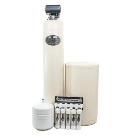 UDI Water Pro Max residential system: beige softener tank, brine tank, and RO drinking system