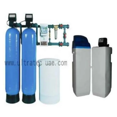 Ultratec water softener system with digital control valve and dual mineral tank filtration setup