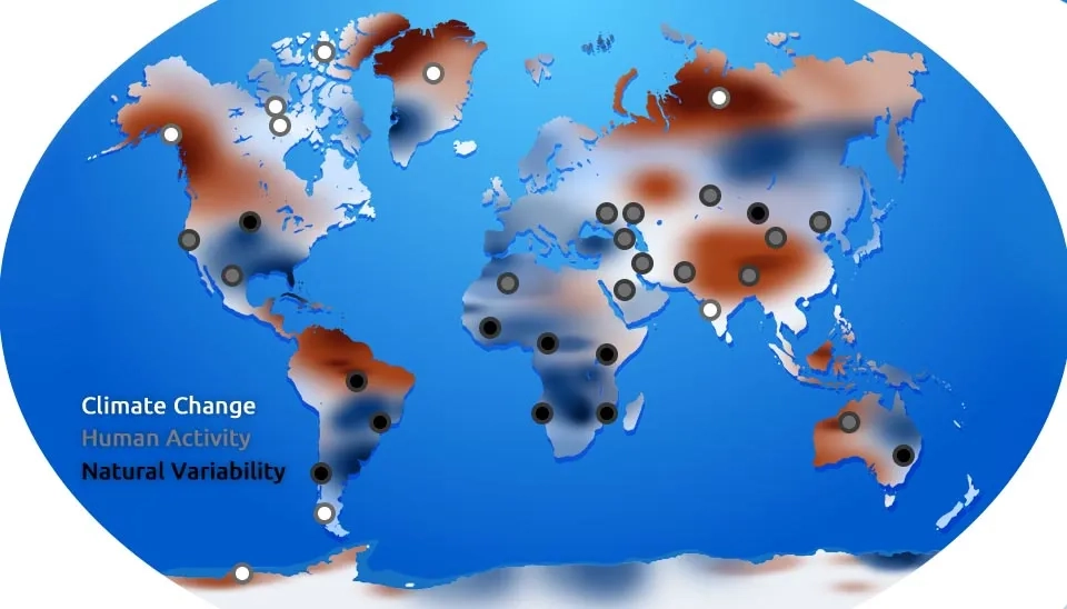 Global freshwater distribution map. Uneven due to climate, humans, natural causes.