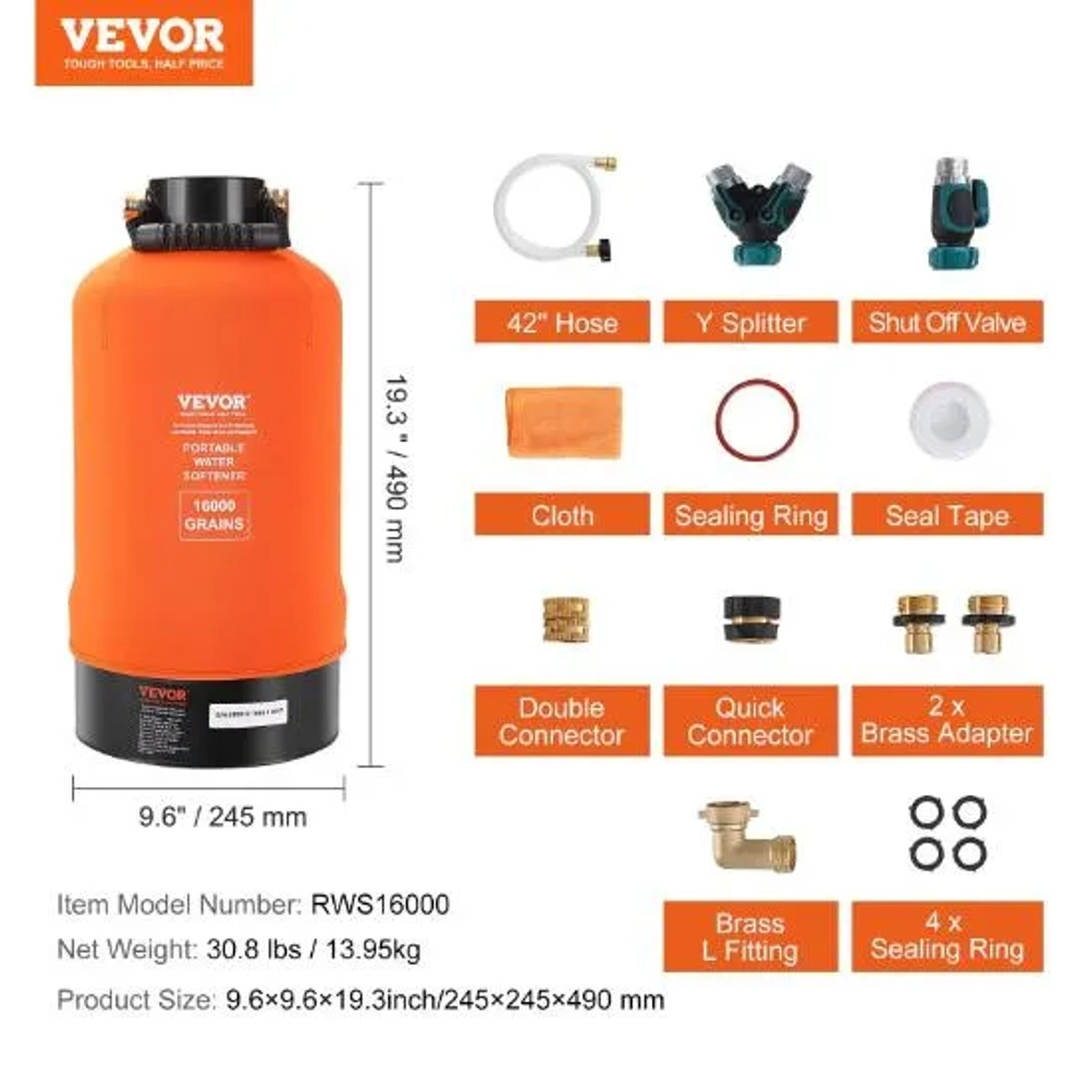 VEVOR 16000 Grain RV Water Softener