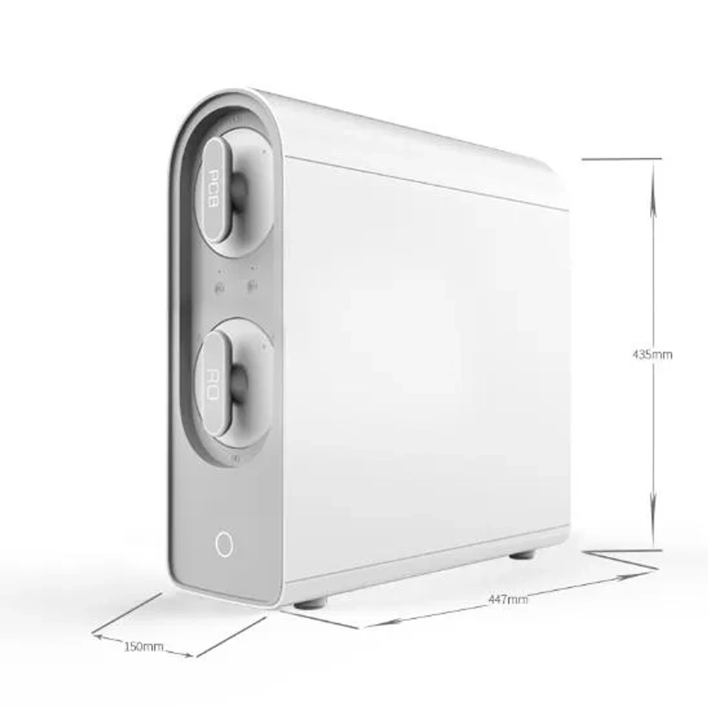 Vita Water Purifier dimensions: 435mm high, 447mm wide, 150mm deep for easy installation.