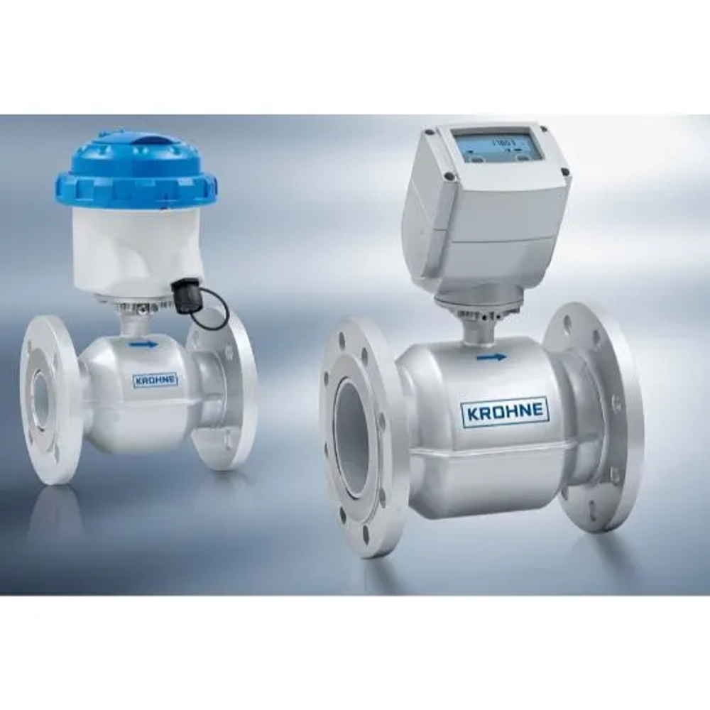 KROHNE electromagnetic water meter with remote IP68 housing for burial and integrated P+T measurement. (Character Count: 99)