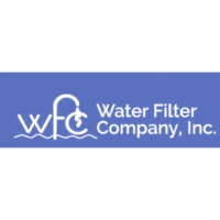 Logo for Water Filter Company, Inc., featuring a stylized faucet icon and wavy lines on a blue background.