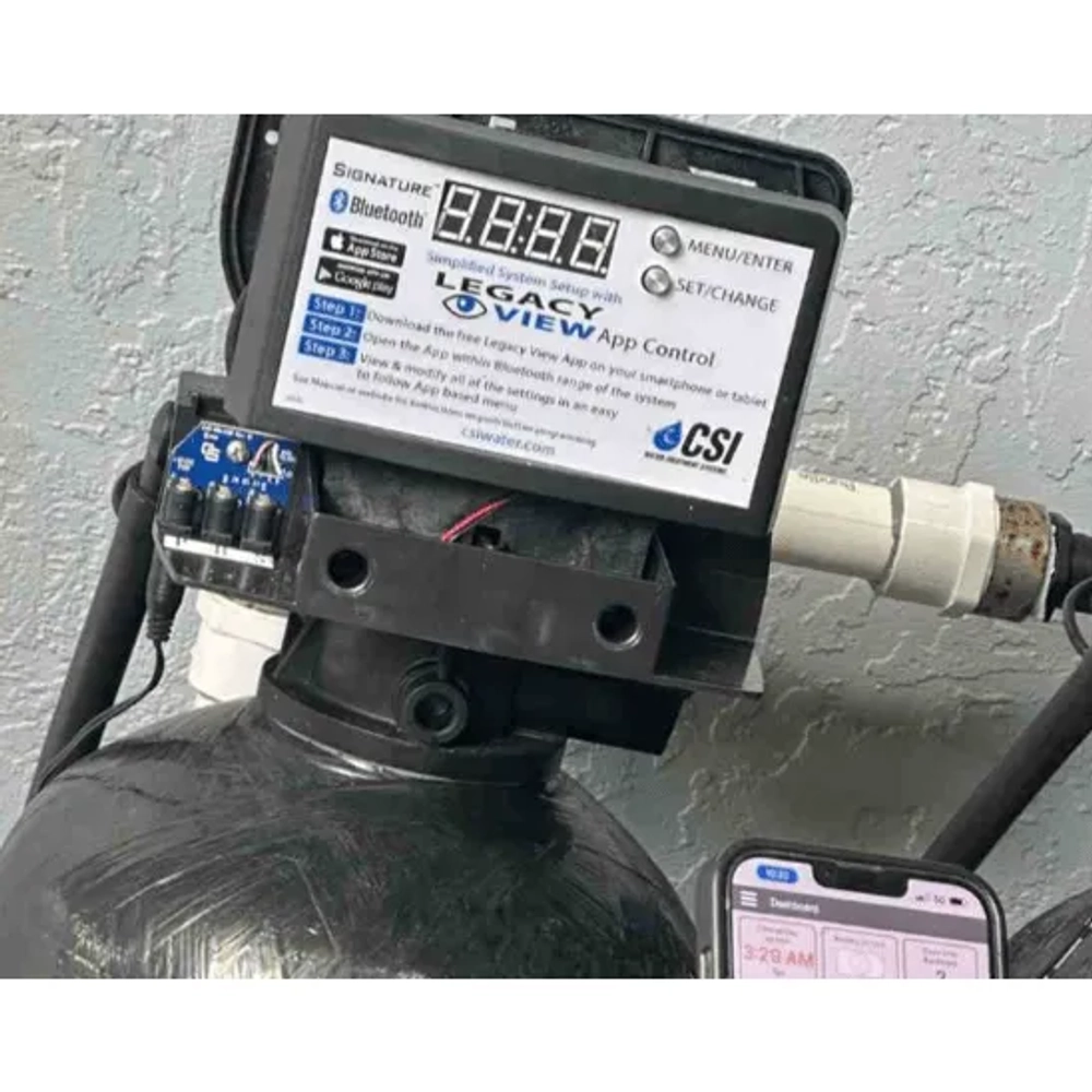 Professional home water softener installation from Water Filtration Systems LLC with a digital control head
