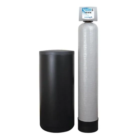 Water-Right Impression Plus water softener with an advanced digital controller and black brine tank.