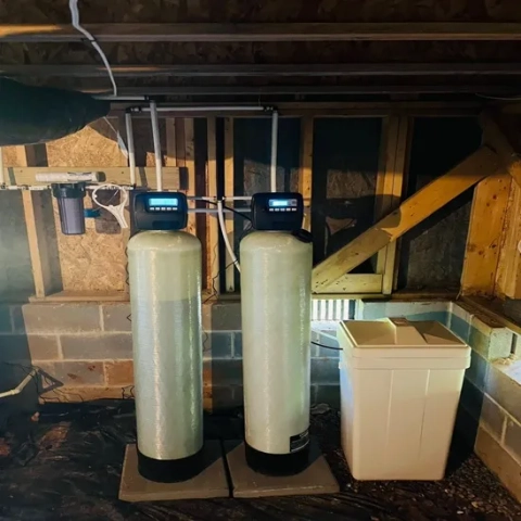 After Hours Plumbing & Pump Service water softener installation with digital control valves.