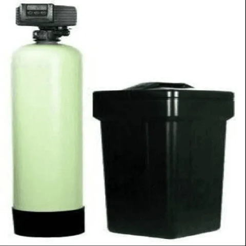 Professional whole house water softener system with digital control valve and black brine tank