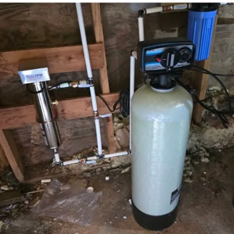 Talley Water Treatment water softener system with UV sterilizer and sediment filter installation