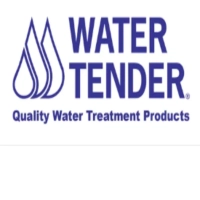 High-contrast blue and white corporate emblem for a water treatment manufacturer, representing certified well water filters, iron filtration units, reverse osmosis systems, and home utility solutions
