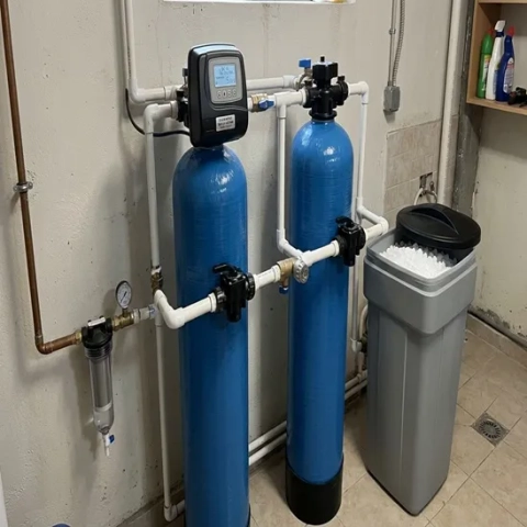 Water softener system installation by Z Plumberz of Greater Milwaukee, providing expert local plumbing services.