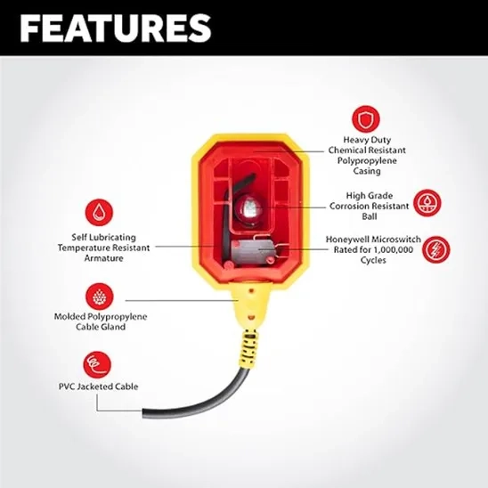 WaterBoss Sump Pump Float Switch  Universal Water Level Sensor 