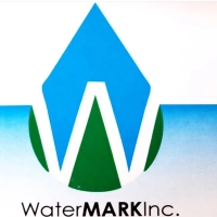 Logo for WaterMARK Inc., a company specializing in water management, with a blue, white, and green design.