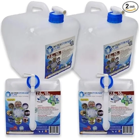 WaterStorageCube Collapsible Water Container with Spigot-2.6 Gal (2-Pack)