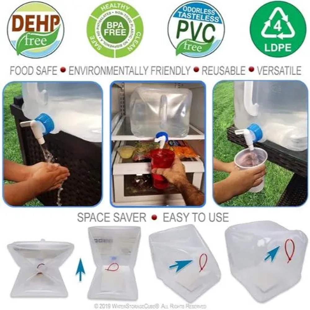 WaterStorageCube Collapsible Water Container with Spigot-2.6 Gal (2-Pack)