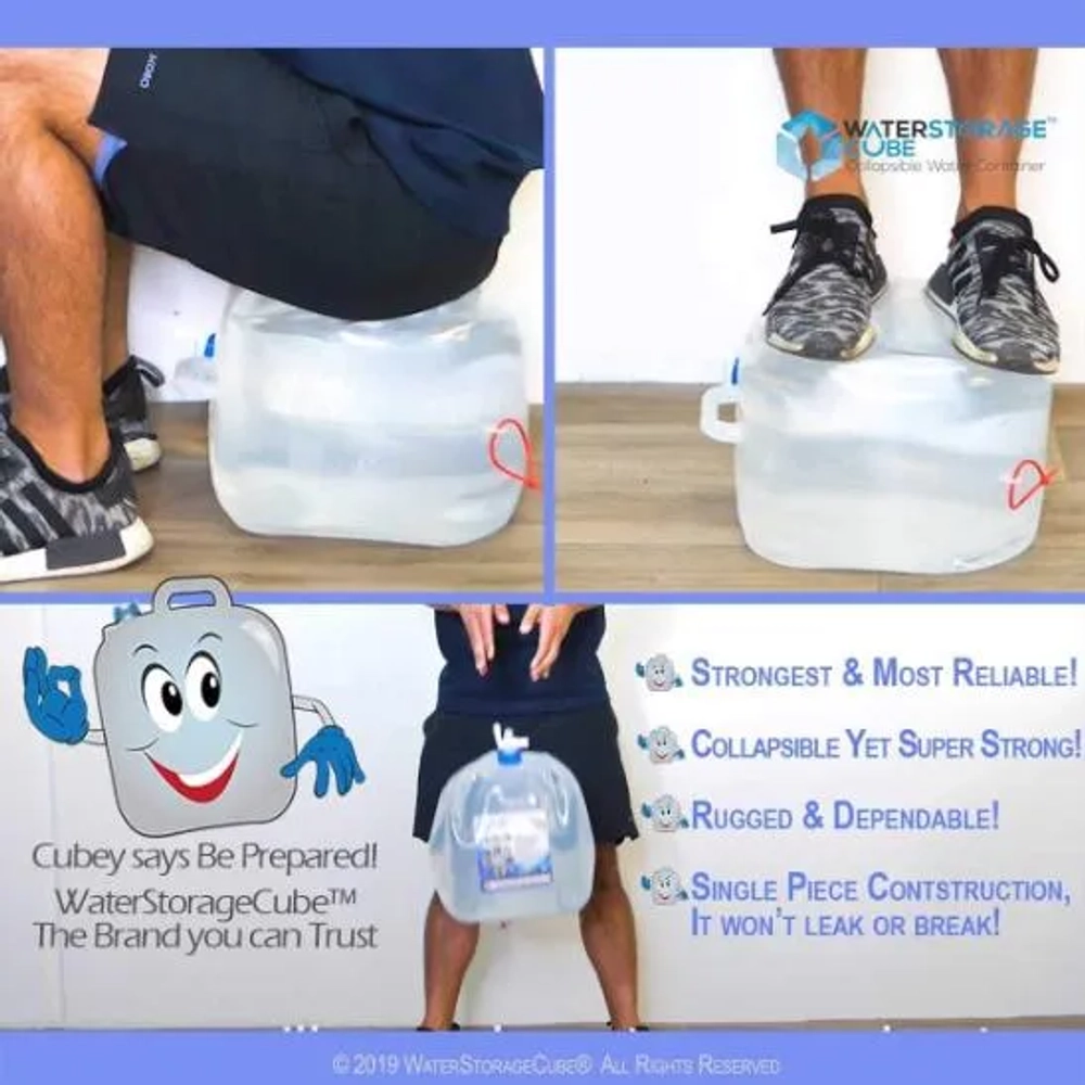 WaterStorageCube Collapsible Water Container with Spigot-2.6 Gal (2-Pack)