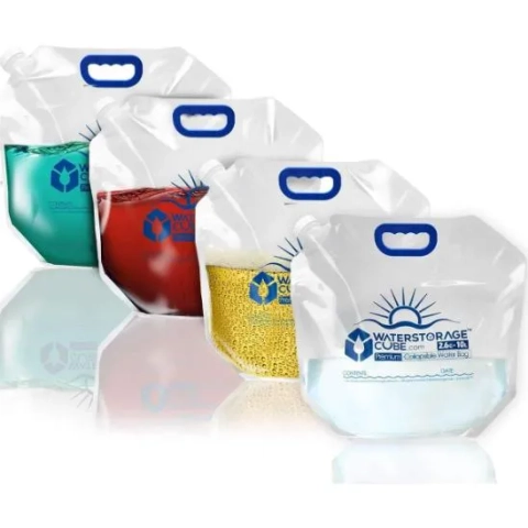 WaterStorageCube Premium Collapsible Water Container Bags 2.6 Gal (4-Pack)