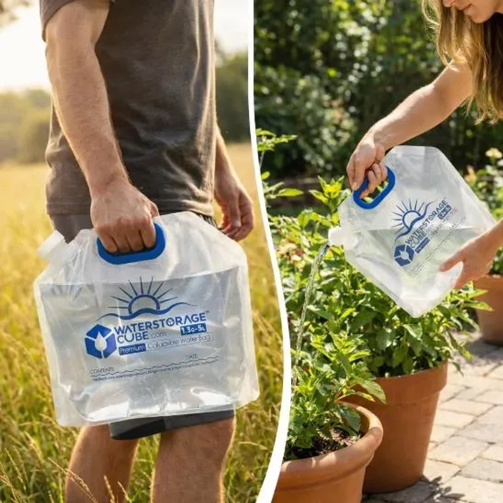 WaterStorageCube Premium Collapsible Water Container Bags 2.6 Gal (4-Pack)