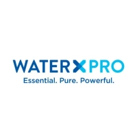 Blue and white WaterXpro logo with the text "Essential. Pure. Powerful." for water quality products.