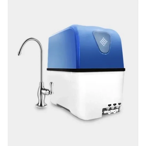 WaterBerrys five Stage RO Drinking Water Purifier featuring a blue and white body and a metallic faucet