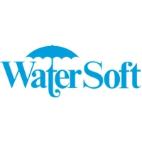 Blue WaterSoft logo for a water treatment company, providing soft water solutions for home
