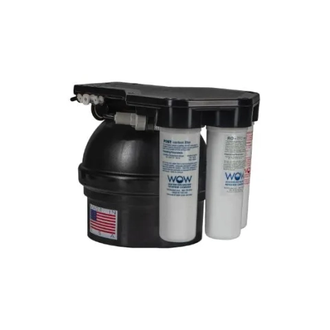 WOW Reverse Osmosis System showing Pre-sediment, TFC Membrane, and Post-carbon filter cartridges.