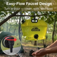 XYRIS SOLAR portable camping water carrier showcasing convenient faucet design for outdoor washing