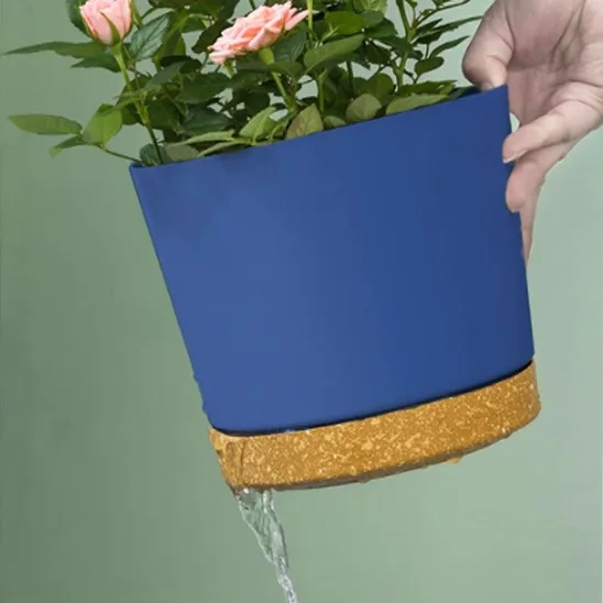 Excess water is expelled directly without removing the integrated saucer of the ZMTECH self watering plastic planter.